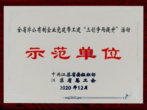 J9集团国际站集团荣获全省非公有造企业党建带工建 “三创争两提升”活动示范单元